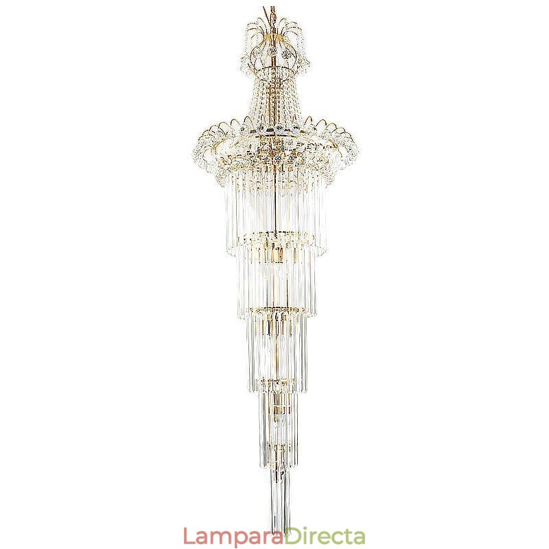 Elegante lámpara colgante larga de cristal