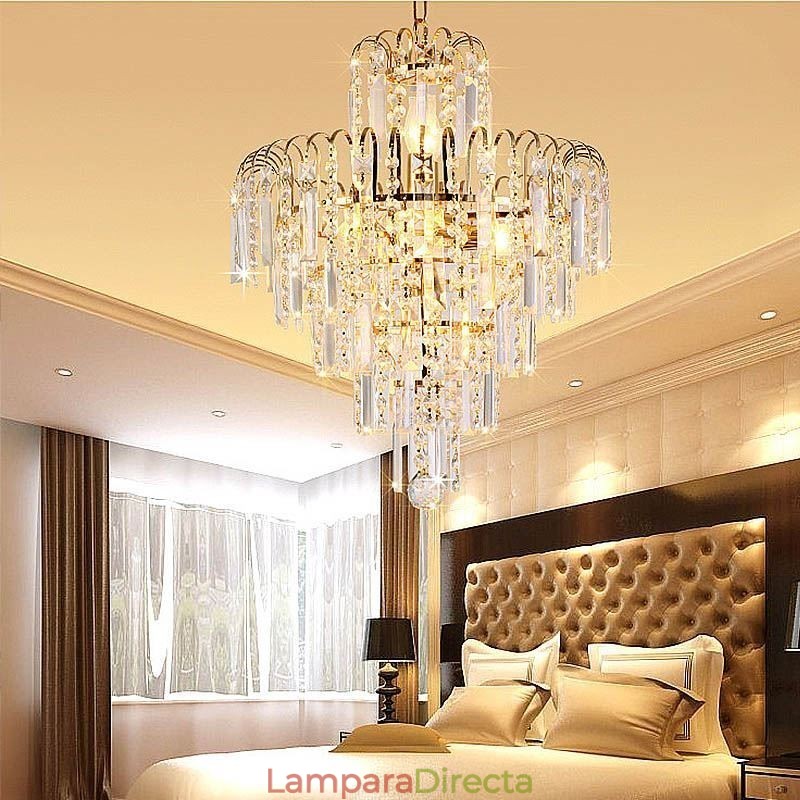 Lámpara colgante cónica de cristal moderna y elegante