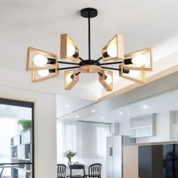 Lámpara colgante de madera elegante y moderna con forma de abanico