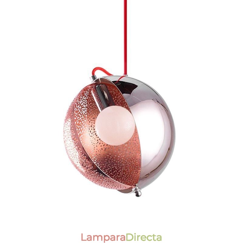 Lámpara colgante moderna de oro rosa con pantalla de cristal semicircular, luz decorativa para cafetería