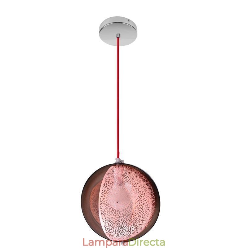 Lámpara colgante moderna de oro rosa con pantalla de cristal semicircular, luz decorativa para cafetería