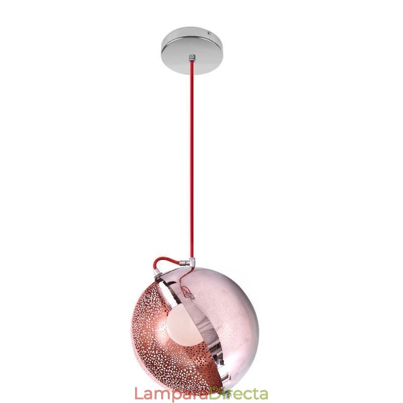 Lámpara colgante moderna de oro rosa con pantalla de cristal semicircular, luz decorativa para cafetería
