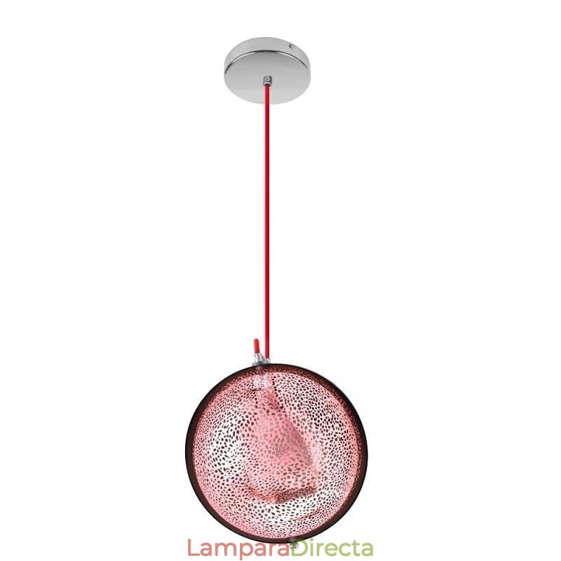 Lámpara colgante moderna de oro rosa con pantalla de cristal semicircular, luz decorativa para cafetería