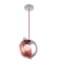 Lámpara colgante moderna de oro rosa con pantalla de cristal semicircular, luz decorativa para cafetería