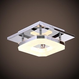 Plafón acrílico de 1 luz, moderno, galvanizado, de acero inoxidable