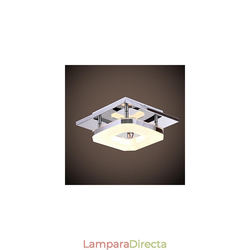 Plafón acrílico de 1 luz, moderno, galvanizado, de acero inoxidable