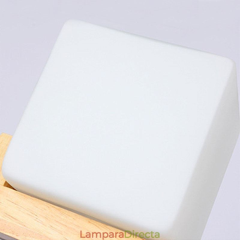 Lámpara colgante nórdica de madera con pantalla de cristal