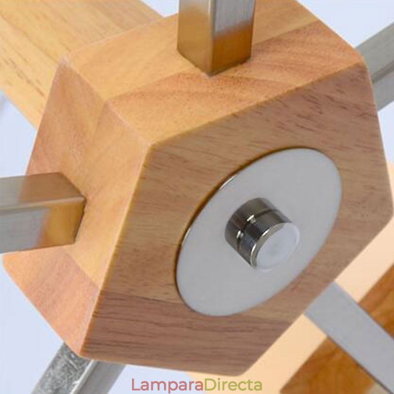 Lámpara colgante nórdica de madera con pantalla de cristal