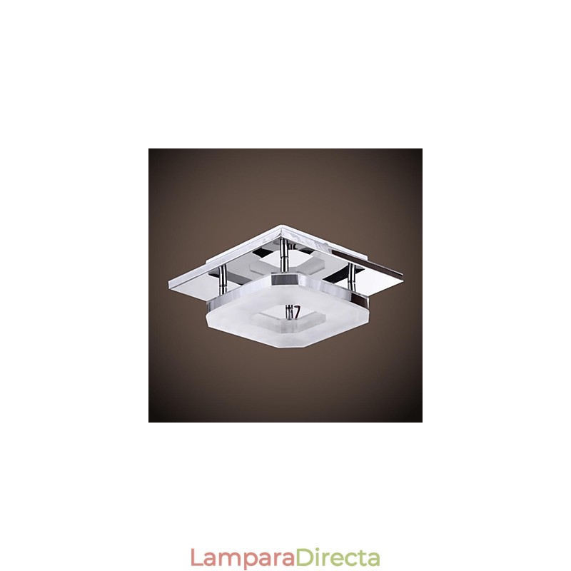 Plafón acrílico de 1 luz, moderno, galvanizado, de acero inoxidable