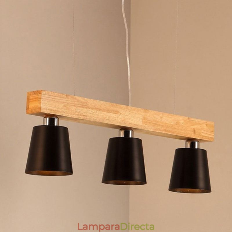 Lámpara colgante de madera nórdica única y recta para cafetería