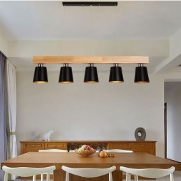 Lámpara colgante de madera nórdica única y recta para cafetería
