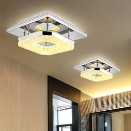 Plafón acrílico de 1 luz, moderno, galvanizado, de acero inoxidable