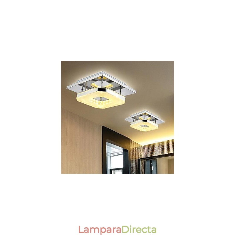 Plafón acrílico de 1 luz, moderno, galvanizado, de acero inoxidable