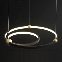 Lámpara colgante circular negra de 2 anillos