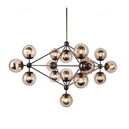Lámpara de araña de 15 luces con bola de cristal, estilo retro, para exteriores, garaje y metal.
