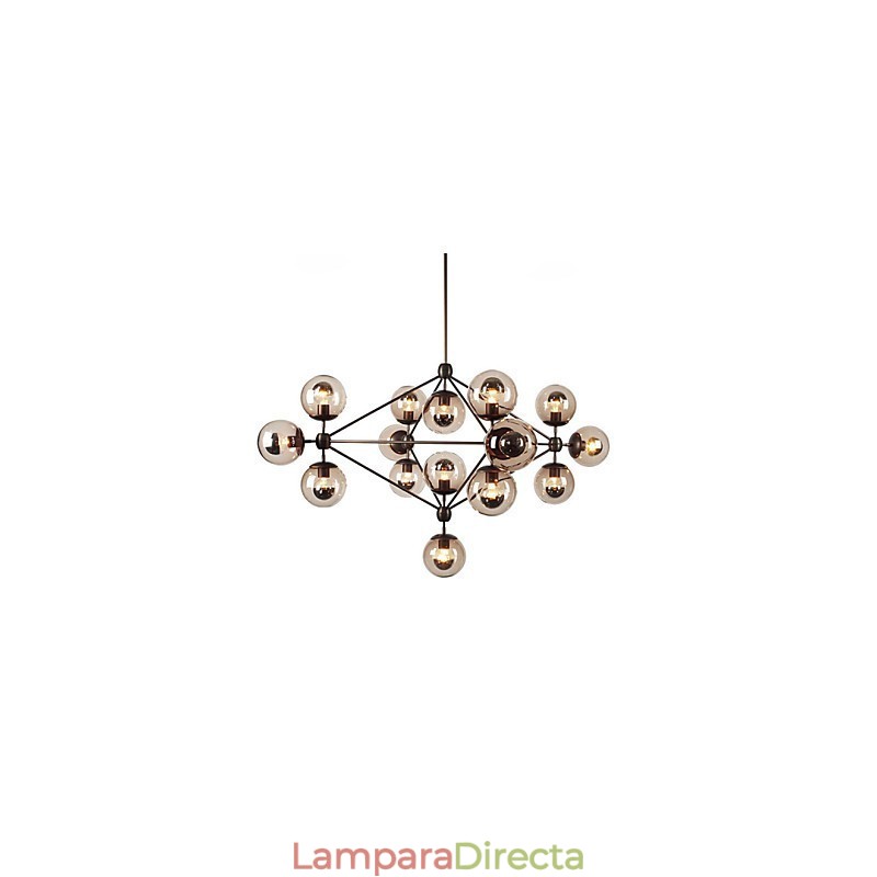 Lámpara de araña de 15 luces con bola de cristal, estilo retro, para exteriores, garaje y metal.