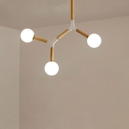 Lámpara colgante nórdica Magic Bean, iluminación creativa de madera