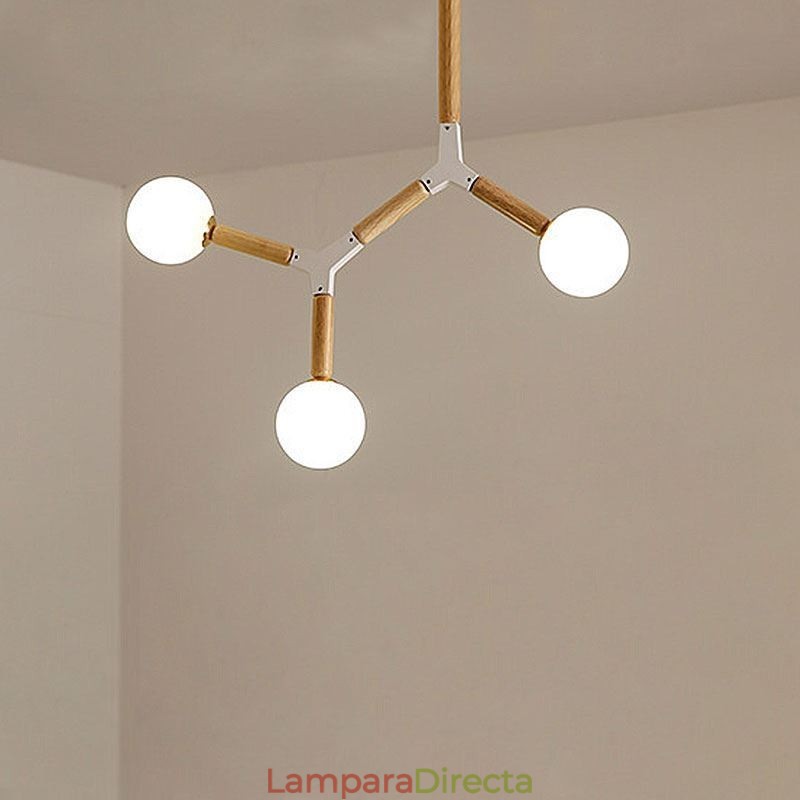 Lámpara colgante nórdica Magic Bean, iluminación creativa de madera