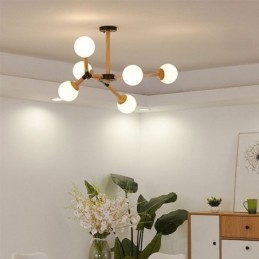 Lámpara colgante nórdica Magic Bean, lámpara creativa de madera