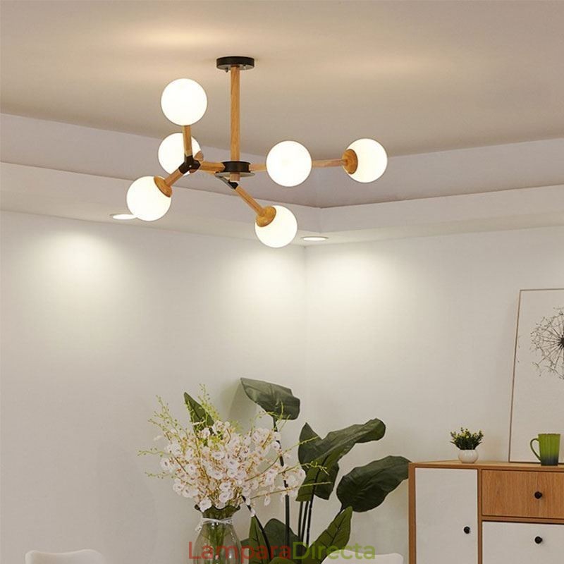 Lámpara colgante nórdica Magic Bean, lámpara creativa de madera