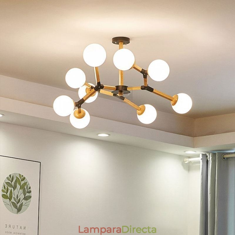 Lámpara colgante nórdica Magic Bean, lámpara creativa de madera