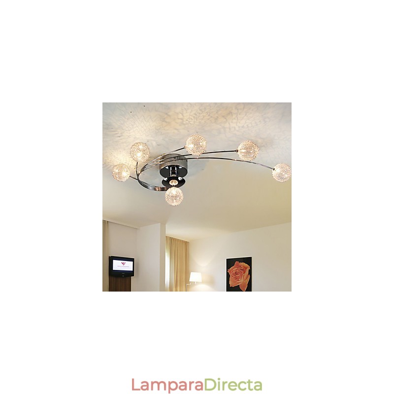 Lámpara de techo moderna con bombillas incluidas, 6 luces