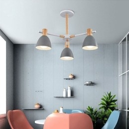 Lámpara colgante moderna y sencilla de macarrón, iluminación creativa de madera