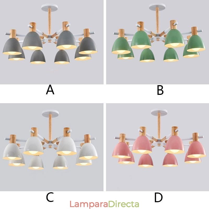 Lámpara colgante moderna y sencilla de macarrón, iluminación creativa de madera