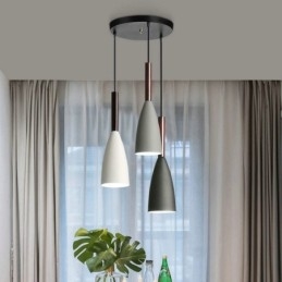 Lámpara colgante moderna y sencilla de tres luces, lámpara creativa de aluminio para cafetería.