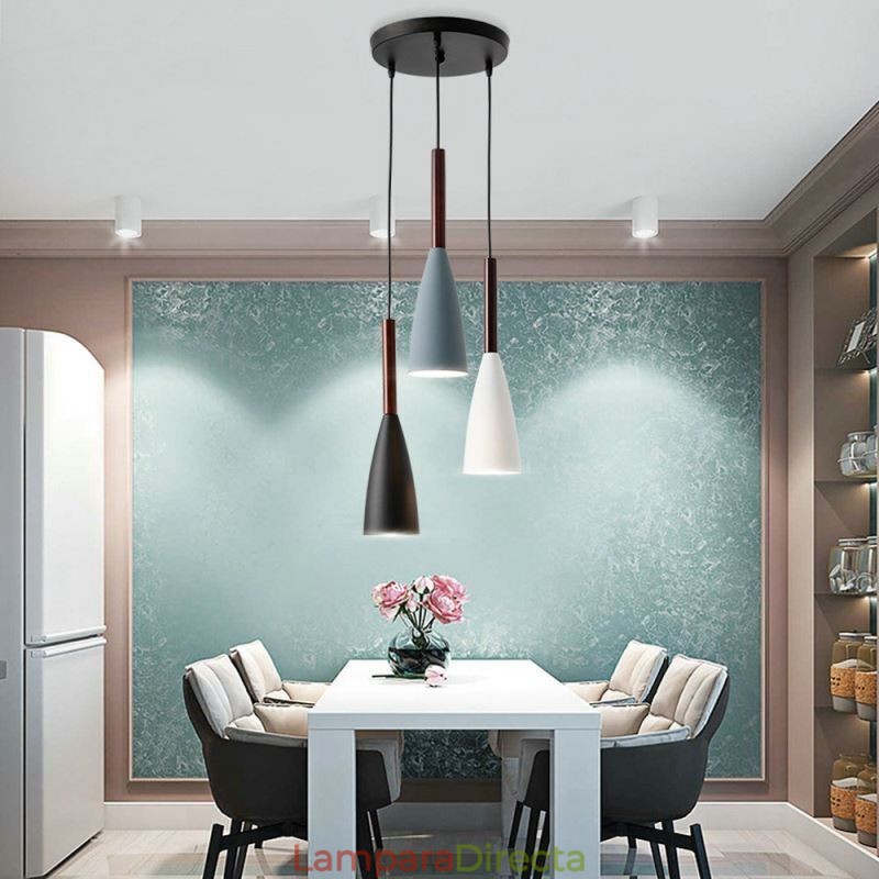 Lámpara colgante moderna y sencilla de tres luces, lámpara creativa de aluminio para cafetería.