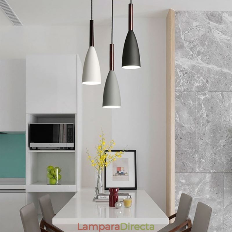 Lámpara colgante moderna y sencilla de tres luces, lámpara creativa de aluminio para cafetería.