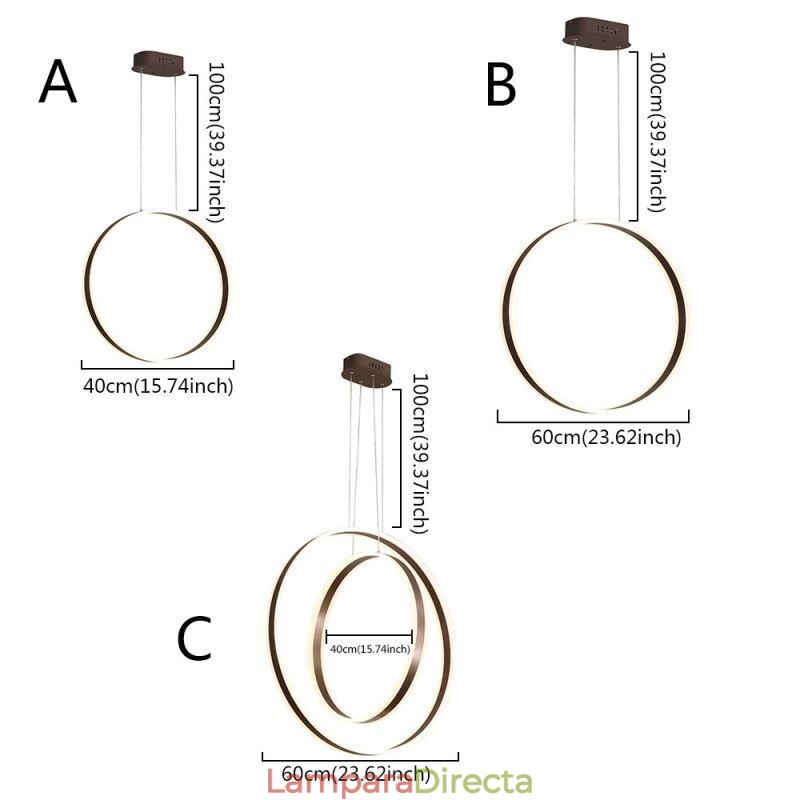 Lámpara colgante nórdica con forma de anillo acrílico