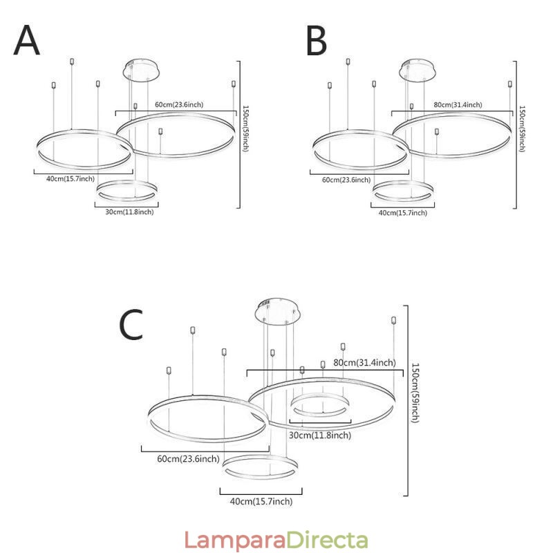 Lámpara colgante posmoderna con forma de anillo de acrílico