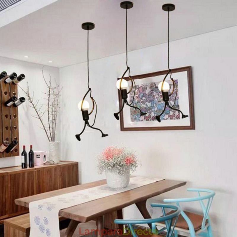 Lámpara colgante moderna y sencilla con forma de hombrecito, luz creativa