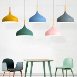 Lámpara colgante moderna de aluminio Macaron, luz ajustable para el hogar