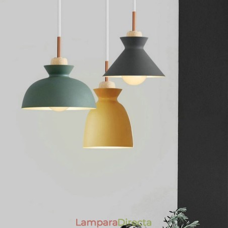 Lámpara colgante nórdica de metal con forma de cúpula y colores macarrones Lámpara colgante nórdica de metal con forma de cúpula y colores macarrones