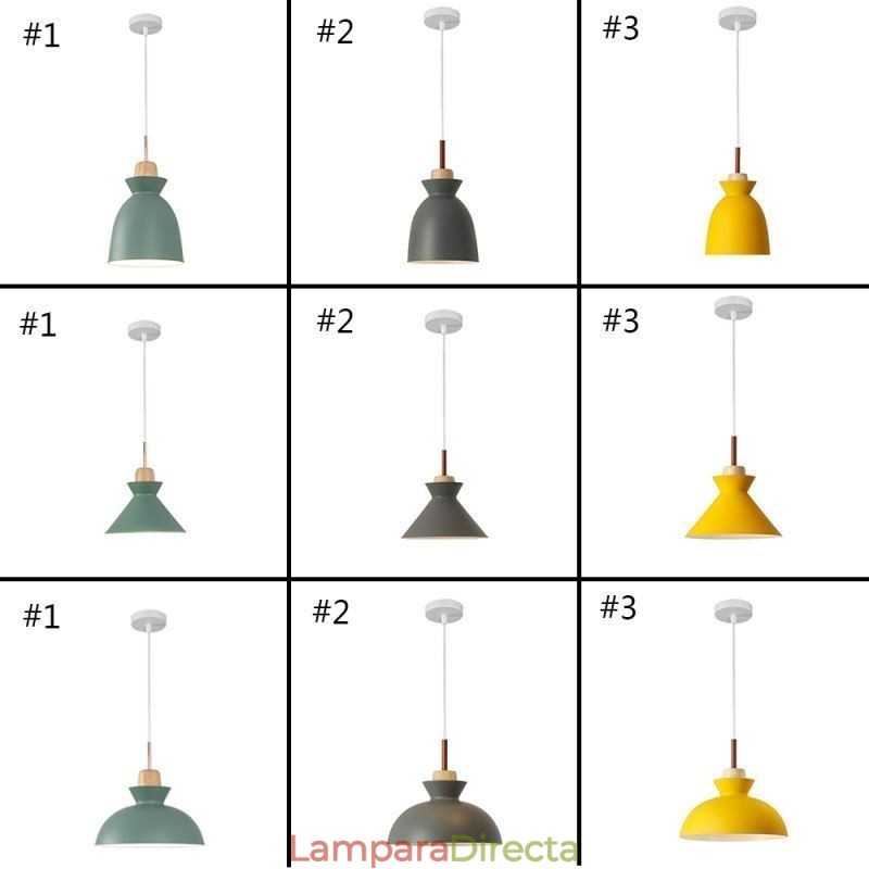 Lámpara colgante nórdica de metal con forma de cúpula y colores macarrones