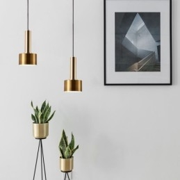 Lámpara colgante moderna y sencilla con forma de cilindro, iluminación de aluminio.