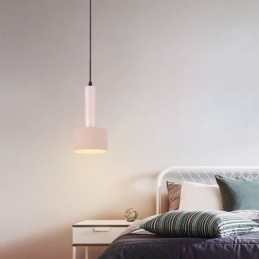 Lámpara colgante moderna y sencilla con forma de cilindro, iluminación de aluminio.