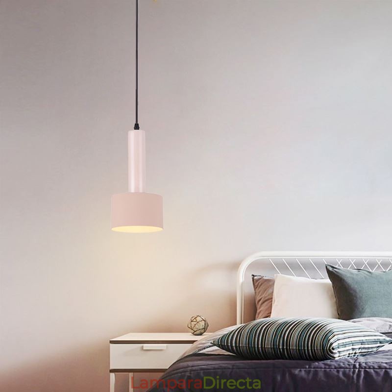 Lámpara colgante moderna y sencilla con forma de cilindro, iluminación de aluminio.