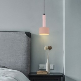 Lámpara colgante moderna y sencilla con forma de cilindro, iluminación de aluminio.