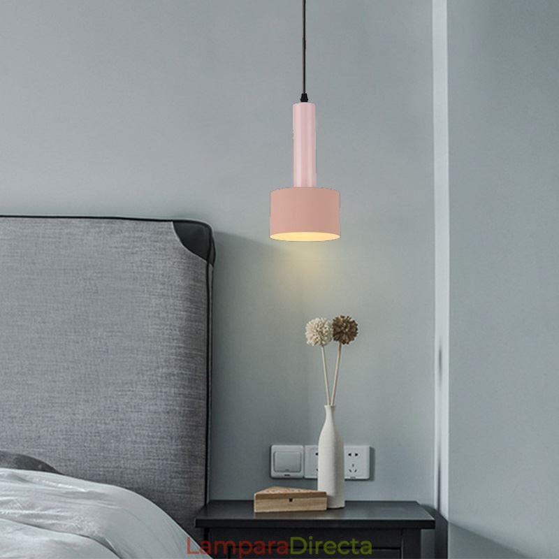 Lámpara colgante moderna y sencilla con forma de cilindro, iluminación de aluminio.