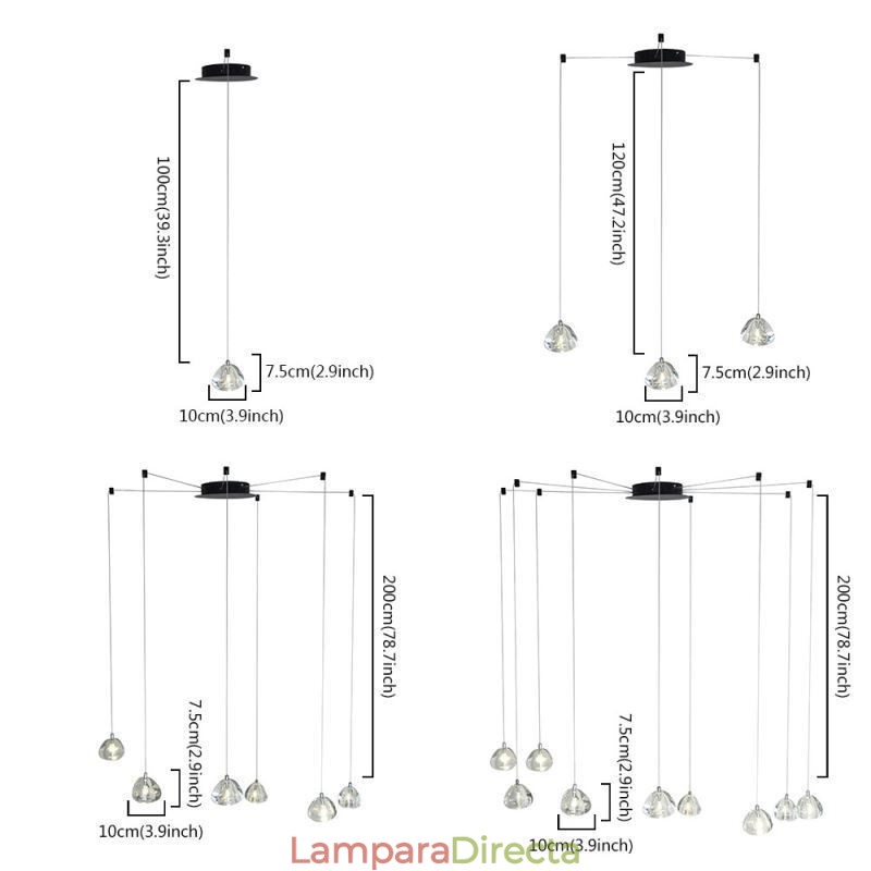 Lámpara colgante moderna de cristal, lámpara de iluminación para el hogar