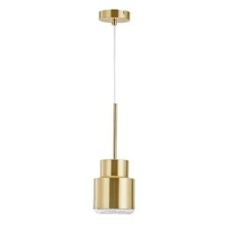 Lámpara colgante de vidrio posmoderno, lámpara cilíndrica dorada, iluminación brillante.