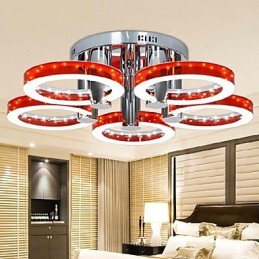 Lámpara de araña moderna de acrílico rojo con 5 luces (acabado cromado)