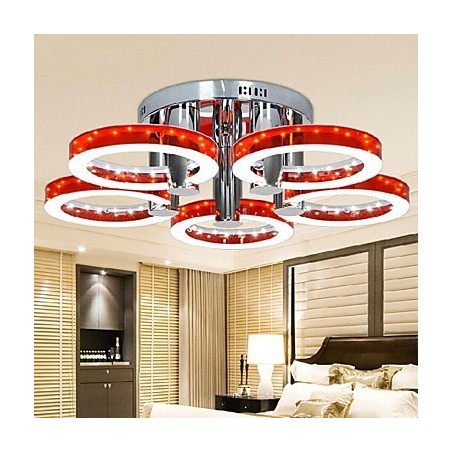 Lámpara de araña moderna de acrílico rojo con 5 luces (acabado cromado) Lámpara de araña moderna de acrílico rojo con 5 luces (acabado cromado)