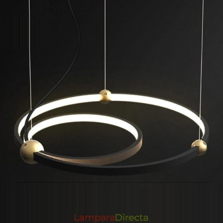 Lámpara colgante circular negra de 2 anillos Lámpara colgante circular negra de 2 anillos