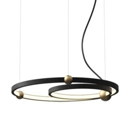 Lámpara colgante circular negra de 2 anillos