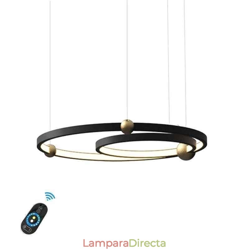 Lámpara colgante circular negra de 2 anillos