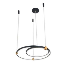 Lámpara colgante circular negra de 2 anillos